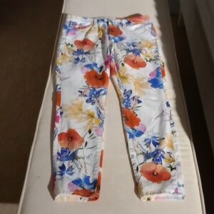 7 for All mankind floral  mid rise skinny ankle jeans size 28